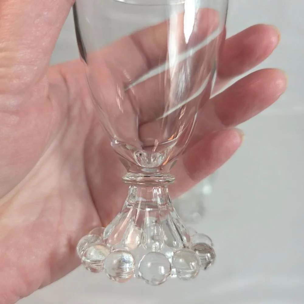 FOUR Anchor Hocking Berwick Boopie Clear Juice/Wine Glasses Ball Design on Base
